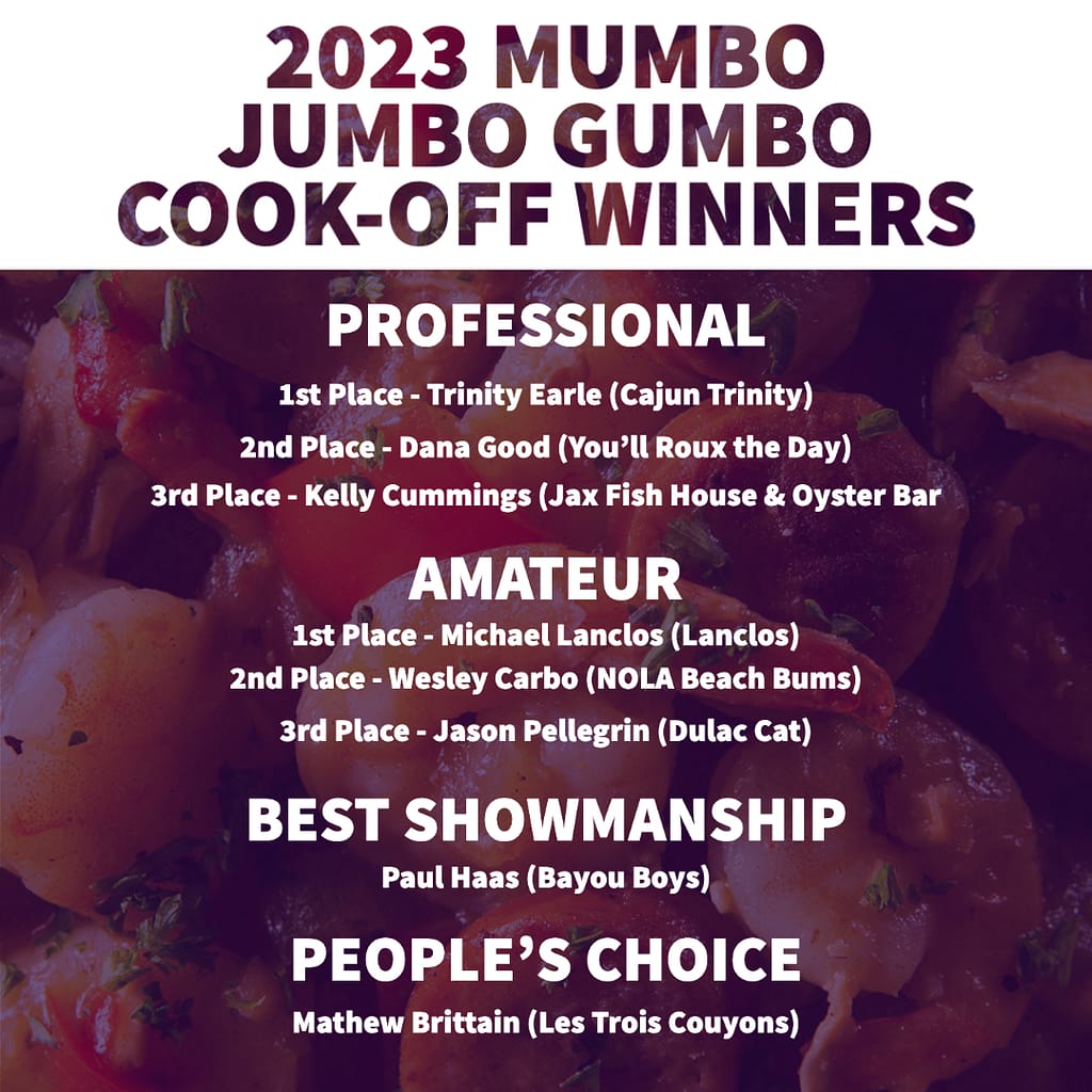 2023 Mumbo Jumbo Gumbo Cook-Off Winners