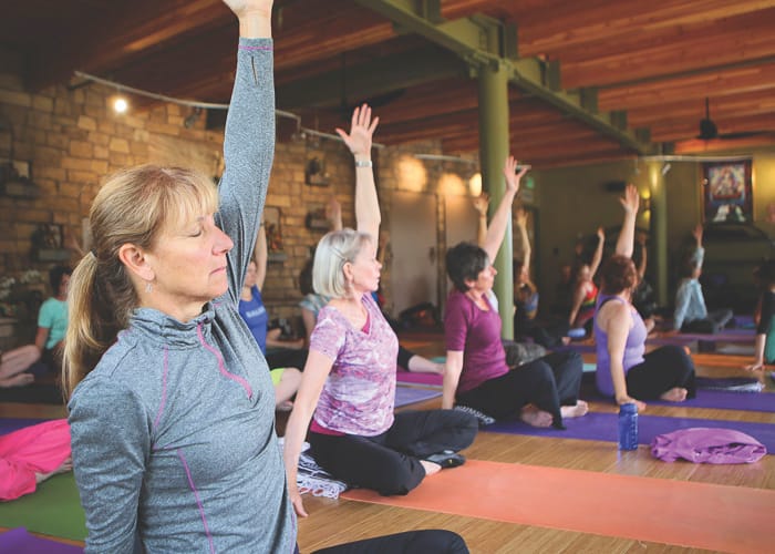 Yoga class at SunWater Spa in Manitou Springs, Colorado.