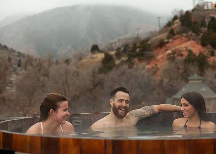 Take a soak with friends at SunWater Spa in the heated Manitou Springs mineral water.